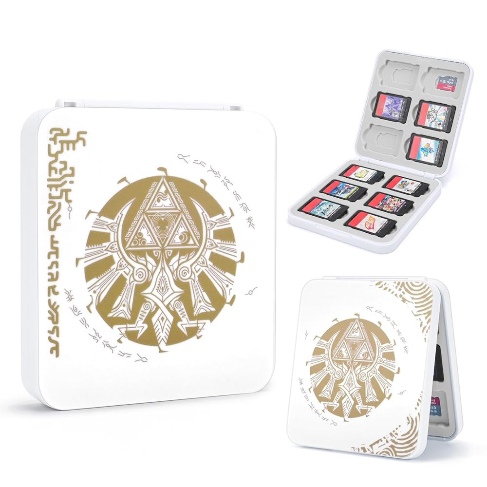 Game Card Case for Switch Slots-White Gold Memory 12 OLED, and Cartridge SD Design Storage Micro Kin - 상품 이미지