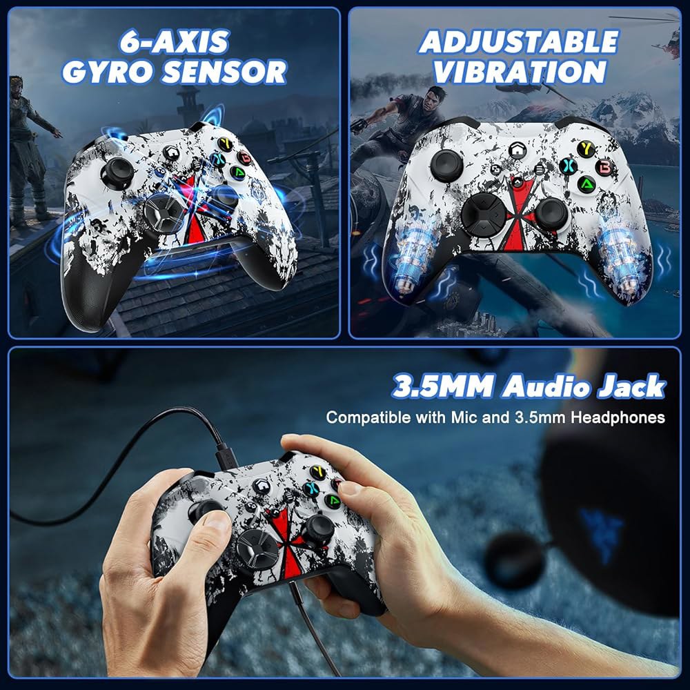 Gamrombo X-box 시리즈 X/S/X-box One/X-box 3.5mm 컨트롤러 안드로이드 S/One 기능 One 진동 듀얼 매크로 X, PC, 헤드폰용 터보 무선 - 상세 이미지 3
