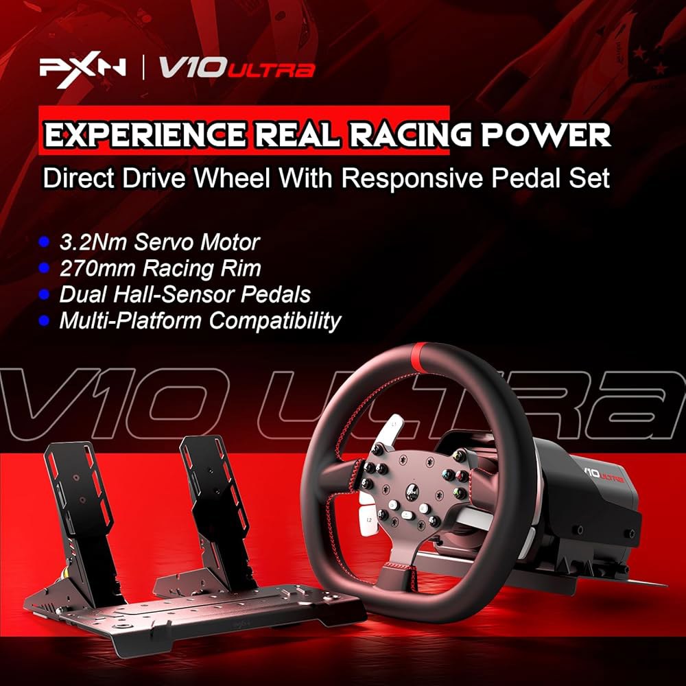 PXN - V10 Ultra Gaming Shifters, Feedback, PC Setup for Xbox, Racing Wheel Steering 10.6-inch & 3.2N - 상세 이미지 2