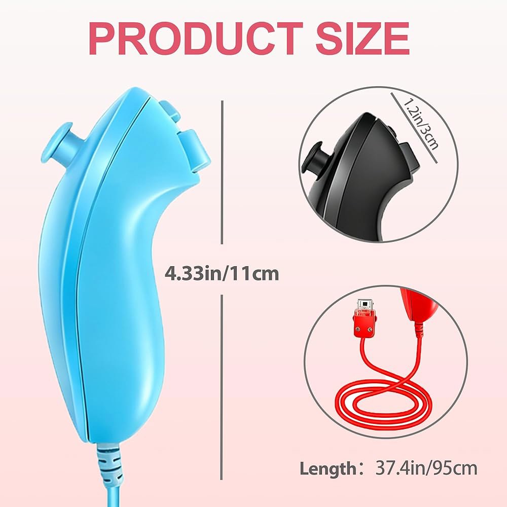 DTianSir 4PCS Wii Nunchuck Controllers WiiU Game Joystick with U Remote Compatible Wii/Wii Gamepads( - 상세 이미지 2