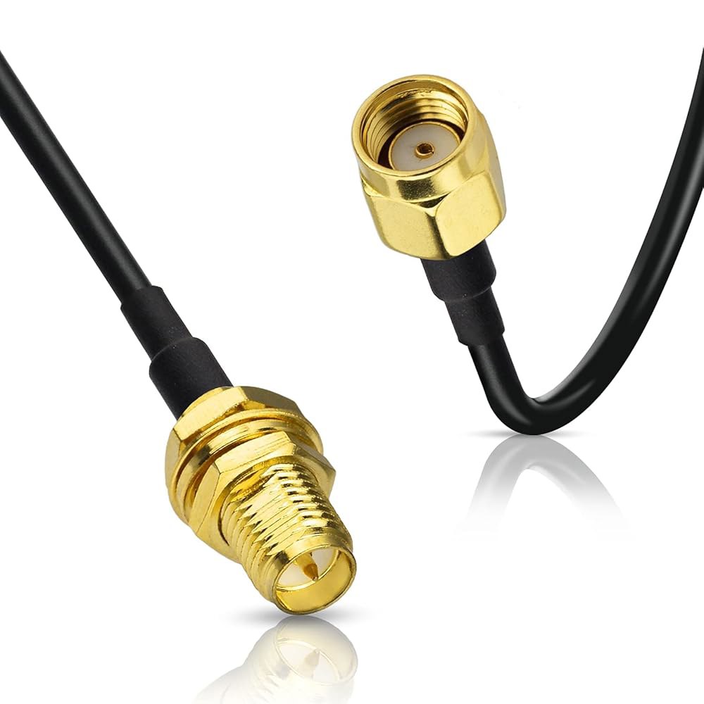 Bingfu Wi-Fi 안테나 연장 케이블 2팩 네트워크 6.1m(20피트) 무선 RG174 어댑터 라우터 마운트 암 보안 카메라 RP-SMA 카드 수 벌크헤드 IP - 상세 이미지 3