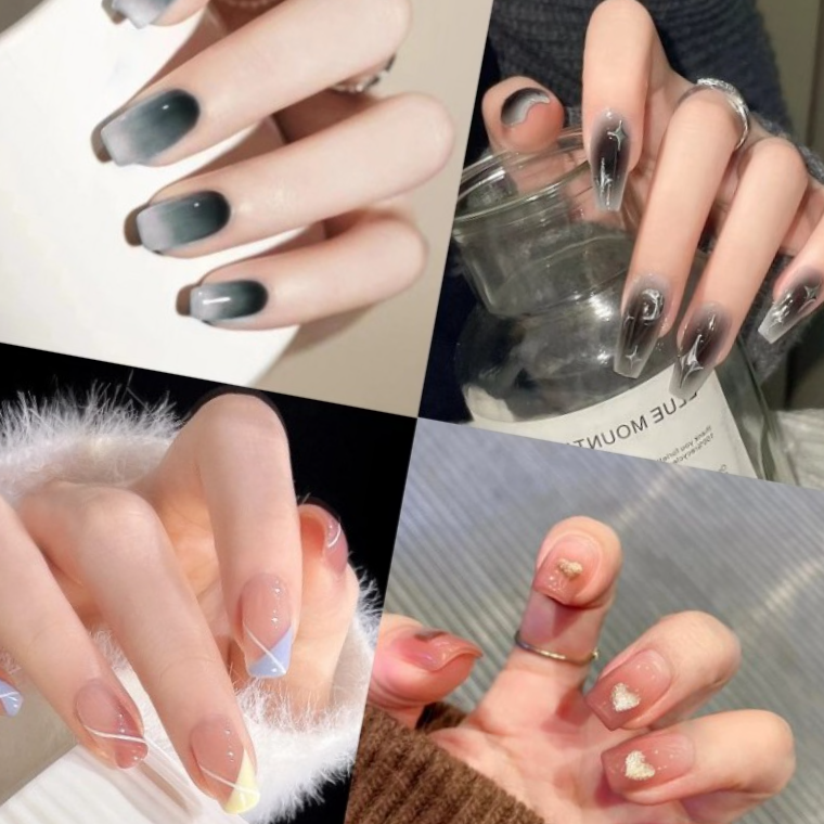 젤 네일 아트 A 셀프 네일케어 붙이는 젤 네일 스티커 패디큐어 네일팁 아트재료 세트 - 상품 이미지