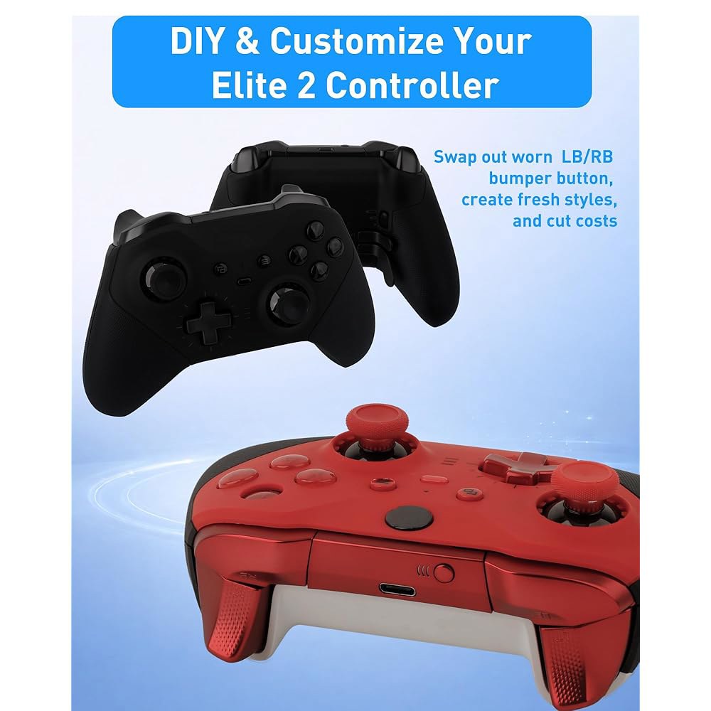 TOMSIN LB RB Bumper Button Kit Replacement with for and Bluetooth Parts 2 Series Elite Controller, - 상세 이미지 3