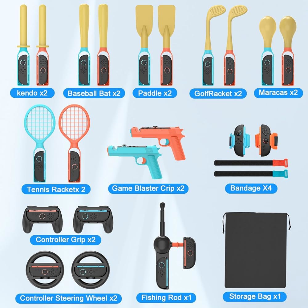 24-in-1 Accessory Kit Compatible with Ultimate Tennis Sports Nintendo Includes Wheels Motion Switch - 상세 이미지 2
