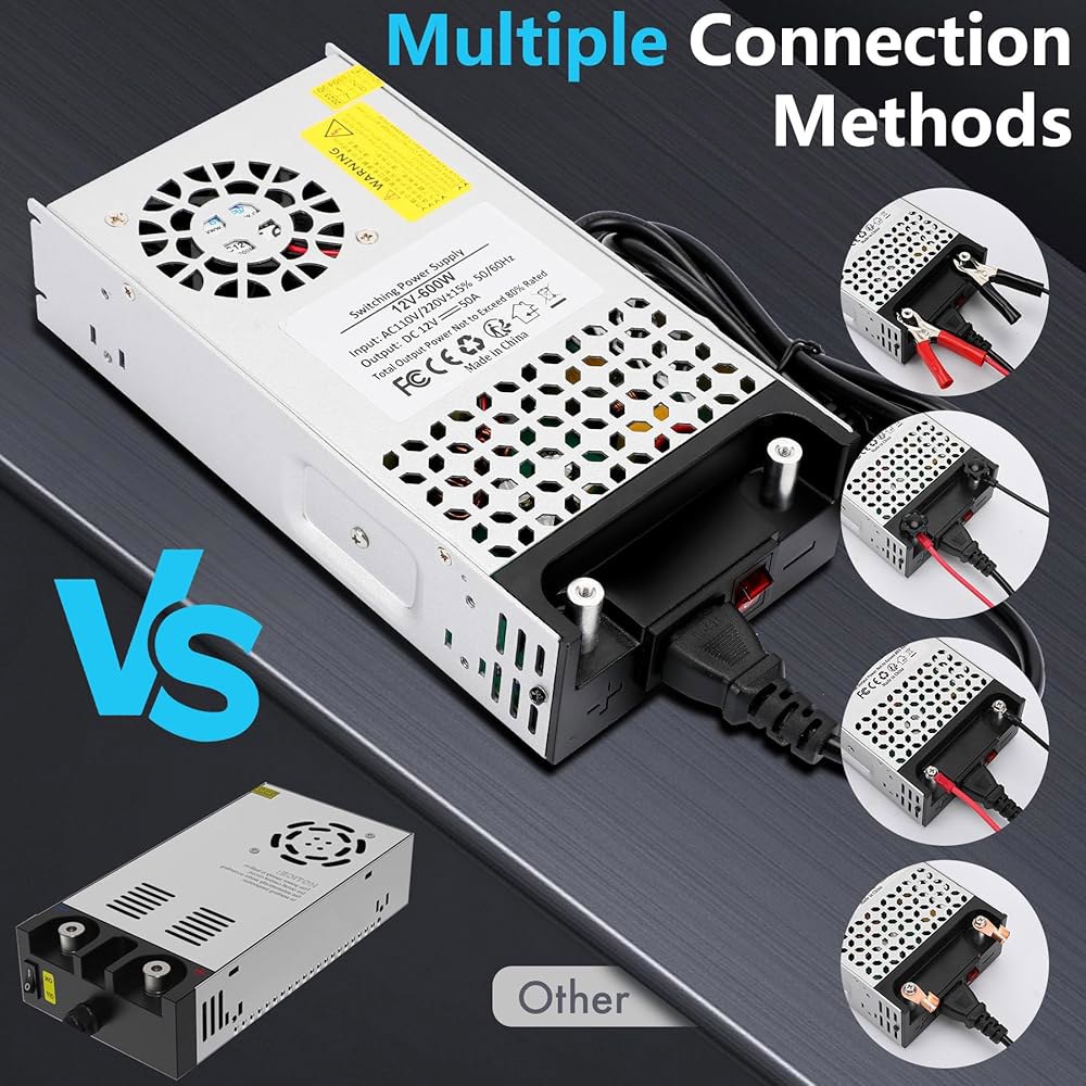 VIXKPIRR 110V AC - 12V SMPS 3D 컨버터, 변압기 최대 스위치 600W DC 시스템 보안 전원 공급 라디오 CCTV 어댑터 컨버터 장치 카메라 50A 프린터용 - 상세 이미지 3
