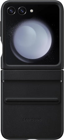 [해외]삼성 갤럭시 Z 플립5 플랩 에코 가죽 휴대폰 케이스 미니멀리스트 디자인의 프리미엄 보호 커버 부드러운 질감 인사이드 안감 미국 버전 EF-VF731PBEGUS 블랙 Bla