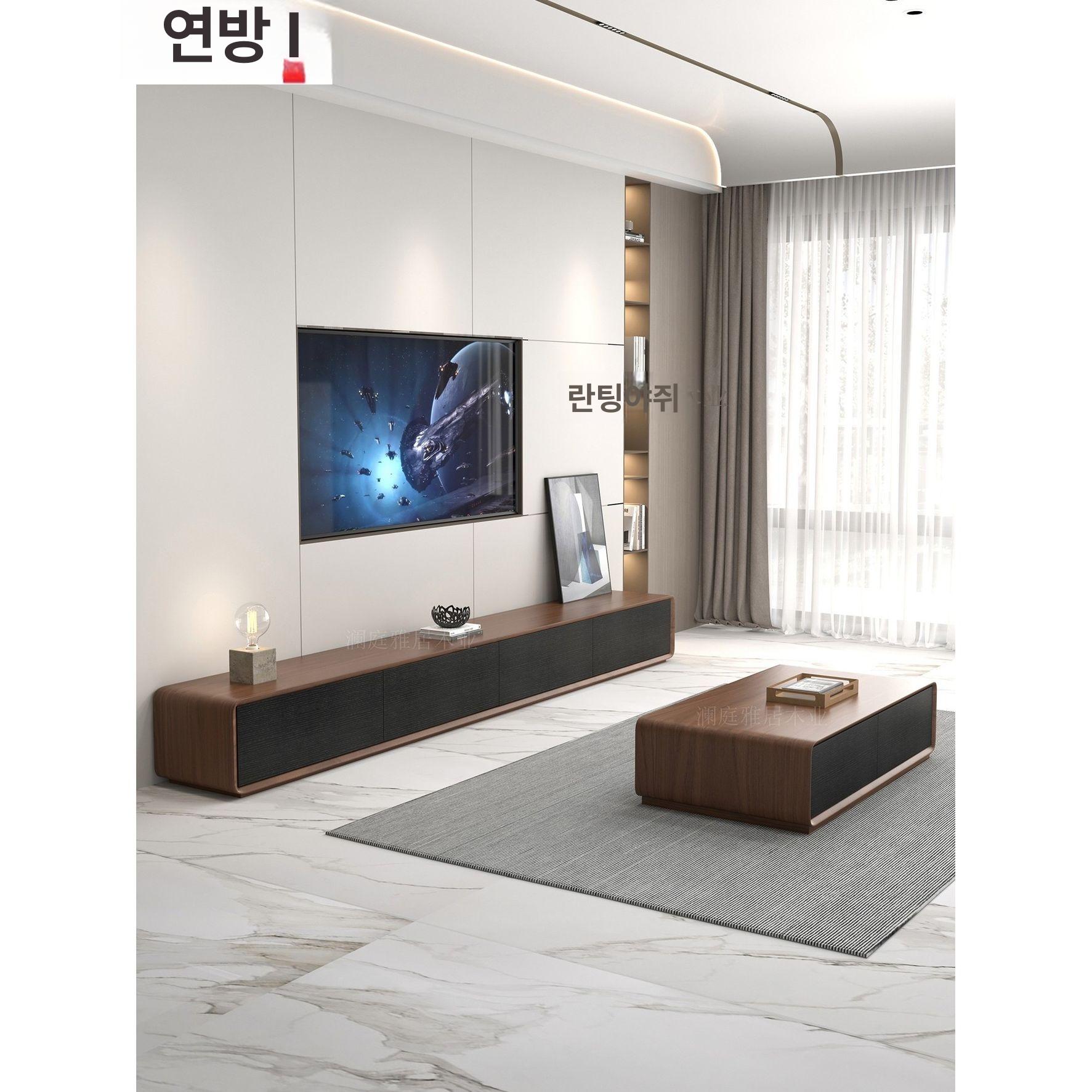 TV 거실장 높은 긴 티비장 수납형 선반형 벽걸이 대체 커피 테이블 100 x 50x35 완제품 조립 완료 - 상세 이미지 3