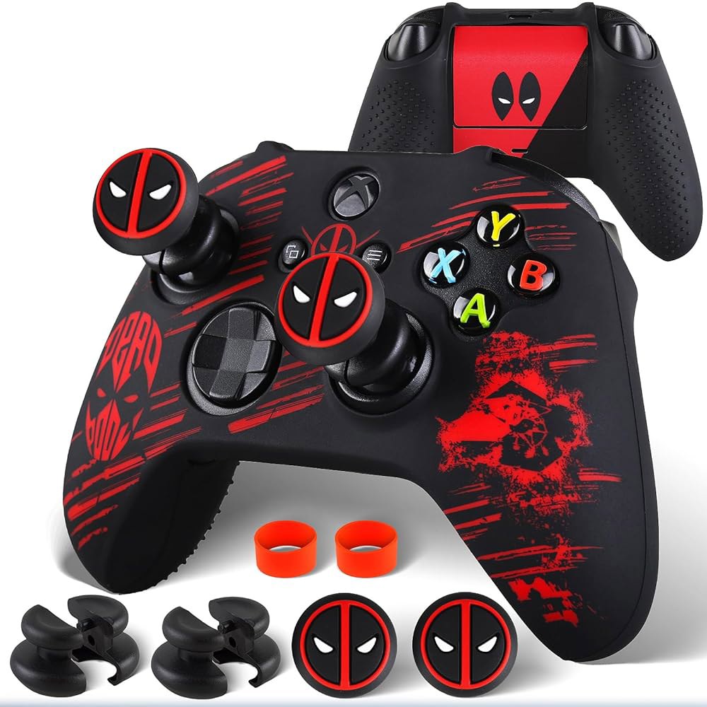 PlayRealm Silicone Skin Cover Sticker Controller 2 1 Xbox Grips Extender for x Deapool & Series/One - 상품 이미지
