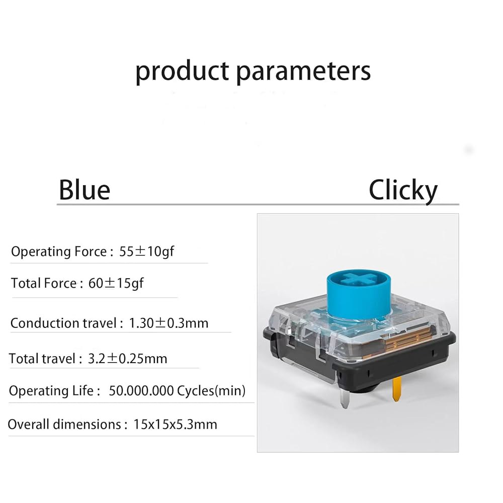 Kailh Choc V2 로우 프로파일 기계식 게이밍 SMD 블루 4핀 키보드 50gf (초크 45개) 스위치 클릭, RGB 10PCS Blue - 상세 이미지 3