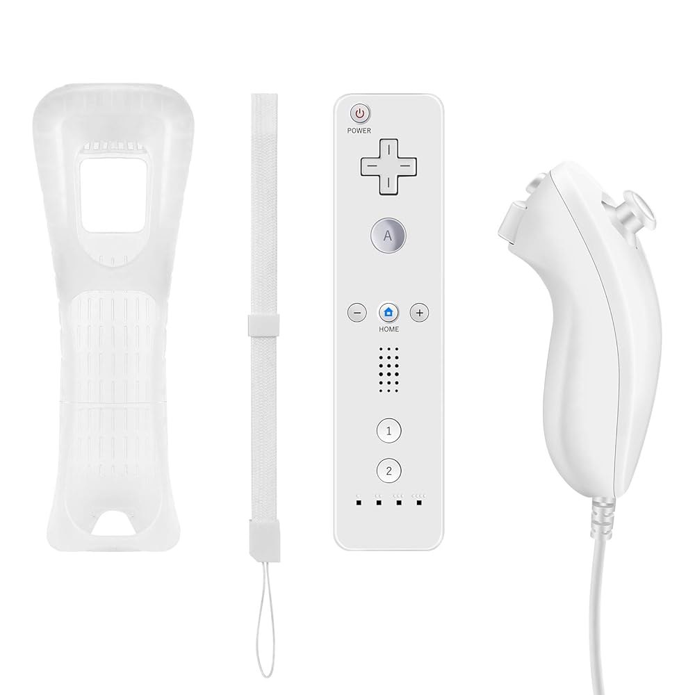GLOWANT Wii Controller with Silicone Nunchucks U Compatible Consoles (White) and Control Remote Wii/ - 상품 이미지