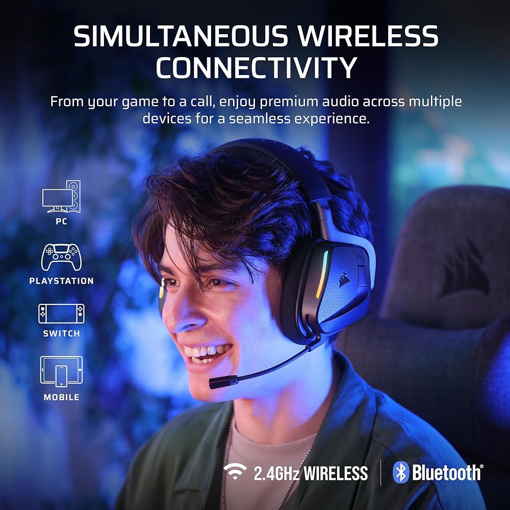 Corsair Void v2 MAX Wireless 2.4GHz+Bluetooth, Atmos, Simultaneous Battery, Sonarworks Carbon Microp - 상세 이미지 2