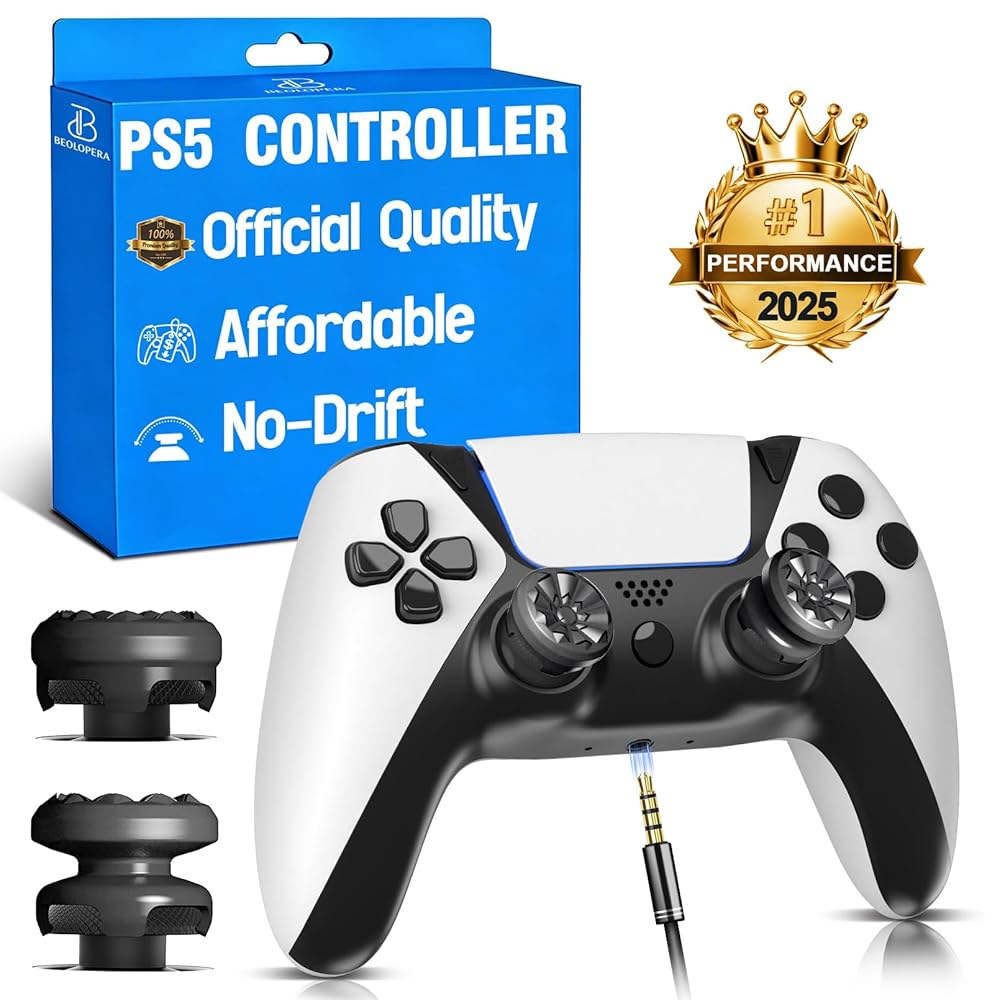 Wireless for PS5 Controller,Pa5 Remote New Gamepad Joysticks, Hall Drift,Dual Pro Compatible White - 상품 이미지
