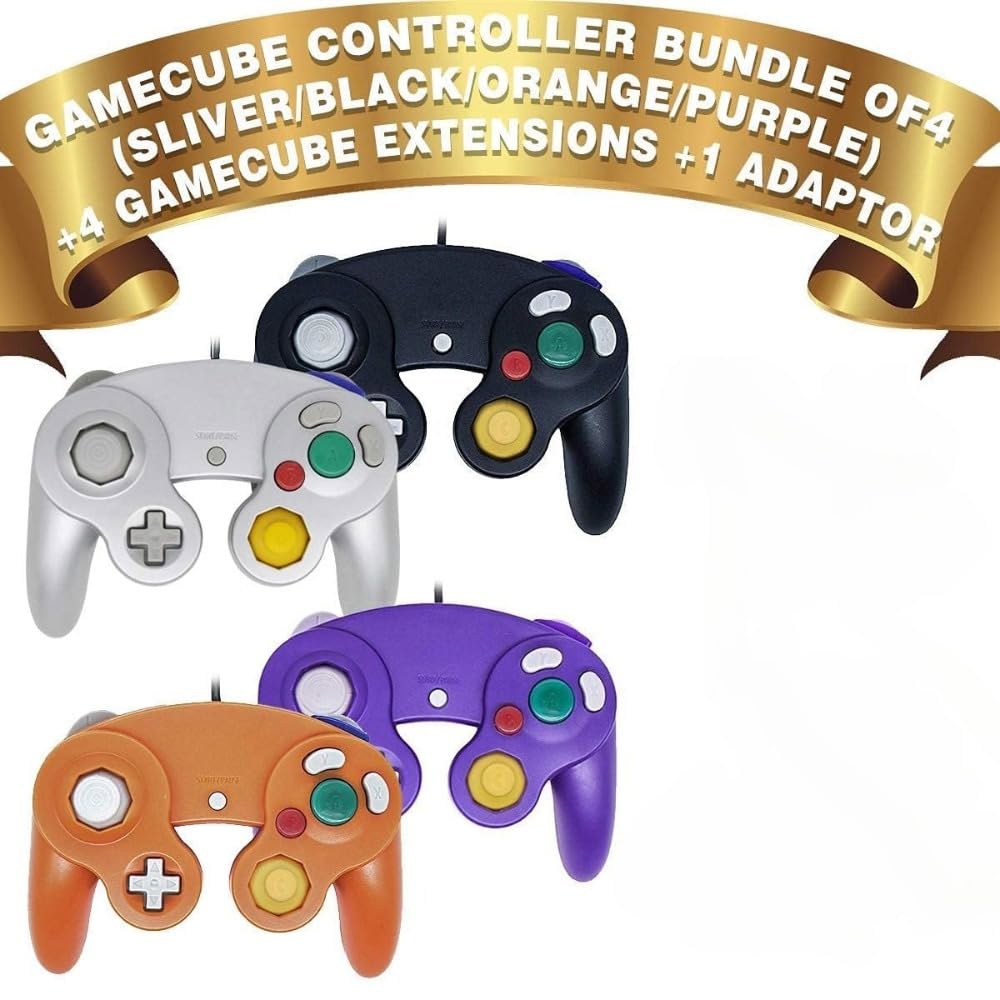 Poulep 4 Pack Gamecube Controller, Black) for Wii Silver Classic Controller (Orange Purple Nintendo - 상세 이미지 2