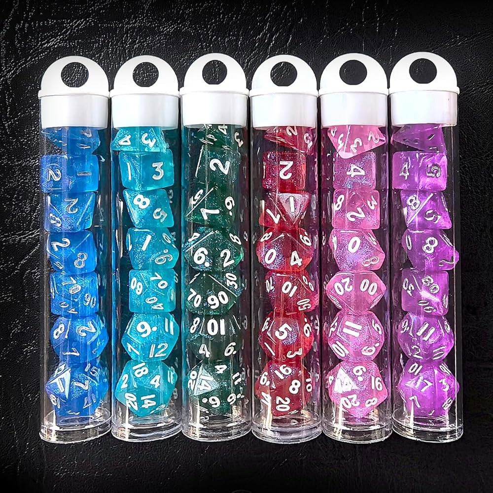 Moonstone MTG RPG 던전 앤 다양한 미니 10mm 17.8cm(6 세트, x 롤플레잉 주사위 15.2 42피스 드래곤 DND 7인치) 색상 게임용 세트 - 상품 이미지