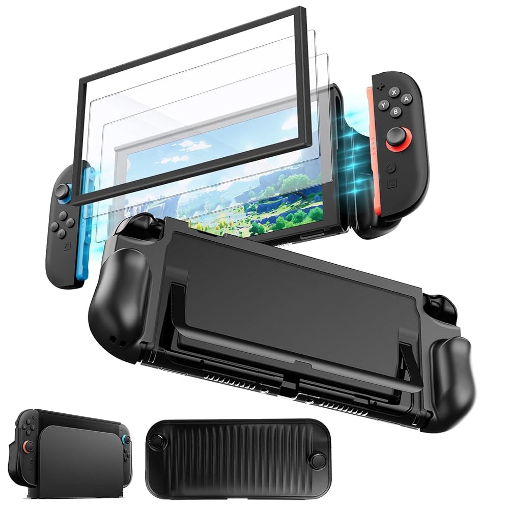 4 in 1 Dockable Switch Protector Shockproof Alignment Cover, Cover Anti-Scratch Grip Front Screen Ca - 상품 이미지