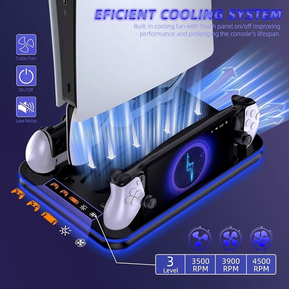 Cooling Station & RGB LED and Gaming Charging Stand Charger - with Controller PS Portal for PlayStat - 상세 이미지 2