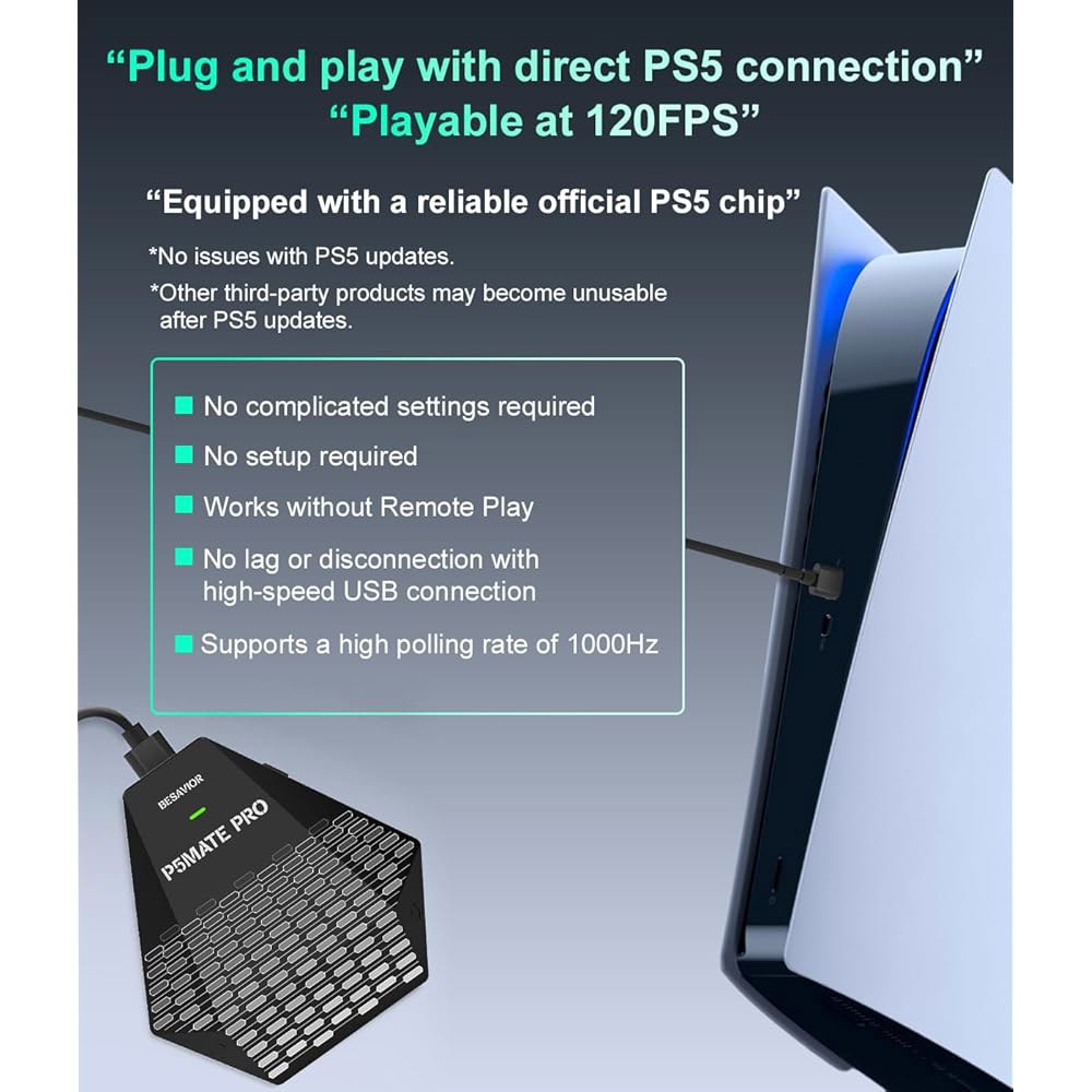 Besavior P5Mate Pro 1000Hz 컨버터 있는 XIM - 컨트롤러와 APEX, REASNOW, PC PS5 어댑터 플레이할 다양한 Titan과 호환 게임용 Matri - 상세 이미지 2