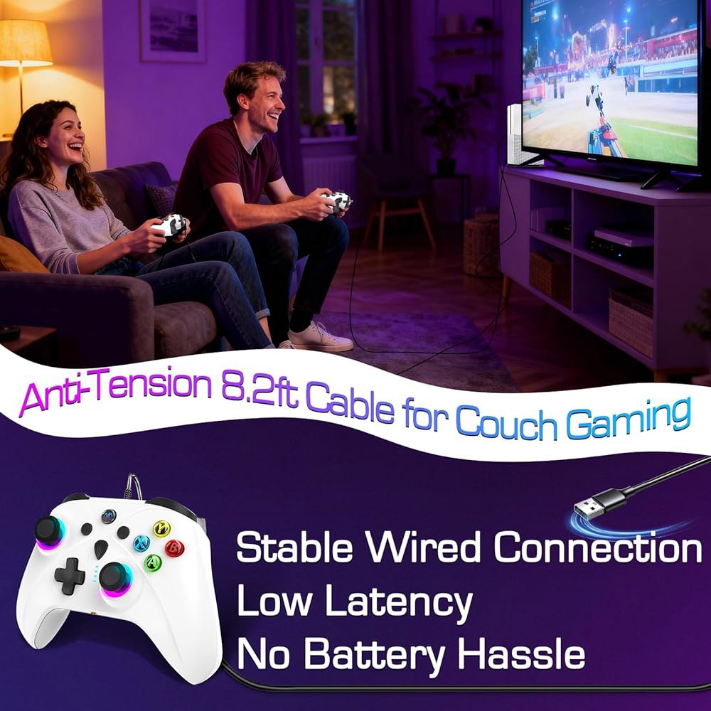 X 박스 시리즈 S One 컨트롤 1000Hz Xbox 없음, 터보 PC 드리프트 속도 폴링 RGB 유선 화이트 맞춤형 게이밍 컨트롤러, 리모컨, PS4 스틱 라이트 스위치용 게임 - 상세 이미지 3