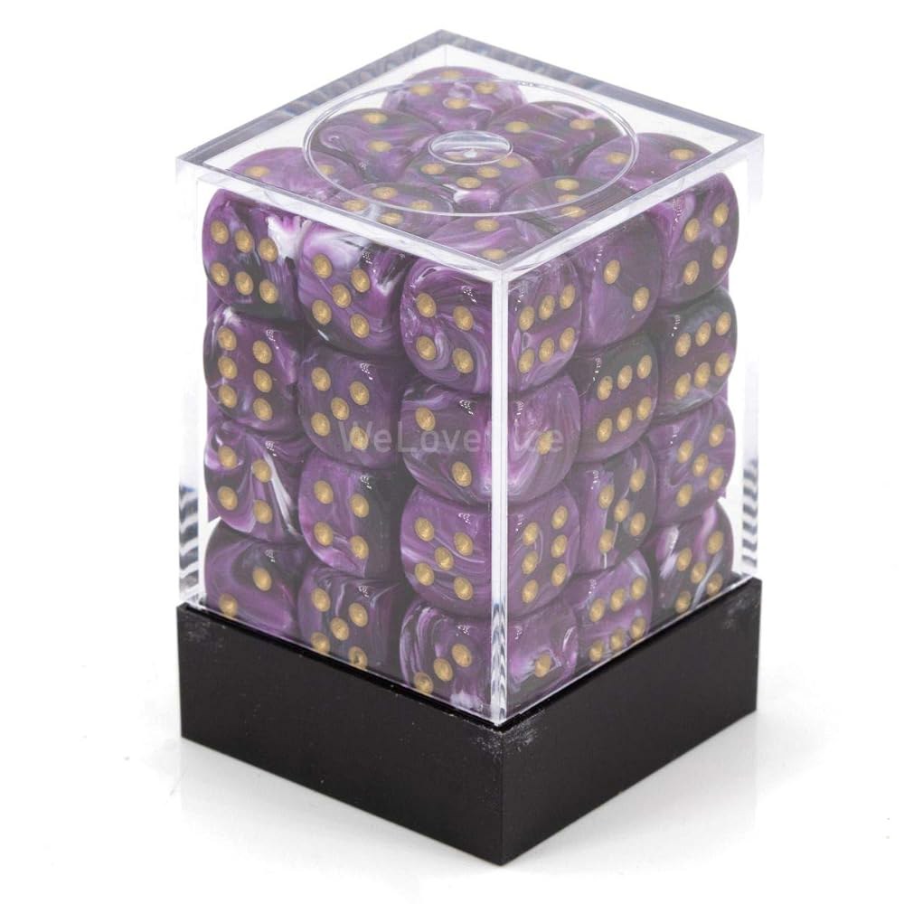 DND 주사위 세트-Chessex D&D 주사위-12mm (CHX27837) 앤 36개의 다면체 소용돌이 포함 골드 드래곤 D6, 플라스틱 - 및 세트 던전 퍼플 다양 - 상세 이미지 2