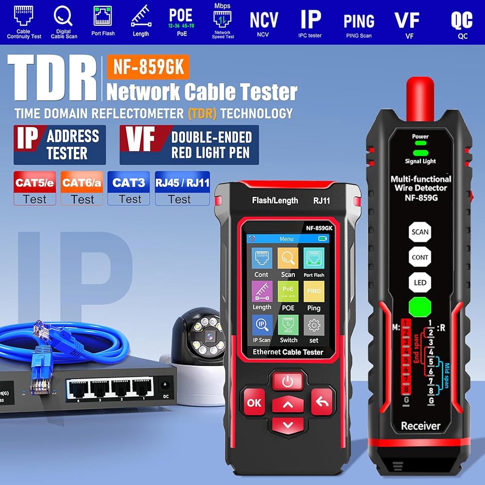 전화선 CAT3, 이더넷, 와이어 트레이서 LAN 네트워크 도구 광섬유 연속성을 위한 LP 스캔 CAT5 CAT6 CAT7 PING /POE /RJ45 RJ11 케이블 토너 테스터 - 상세 이미지 2