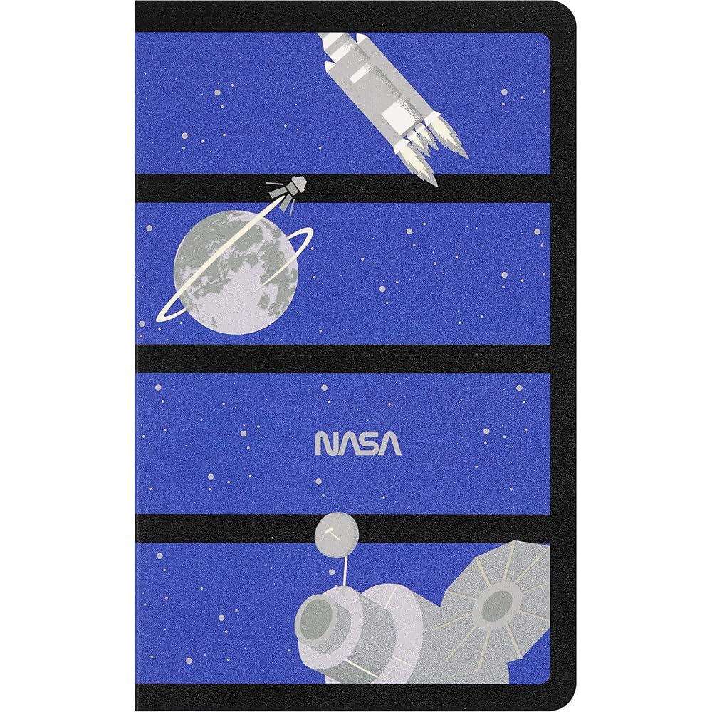 몰스킨 한정판 NASA에서 영감을 받은 볼란트 저널, 소프트 커버, 대형(5인치 x 8.25인치), 플레인, 블루 / 블랙, 80페이지 - 상품 이미지