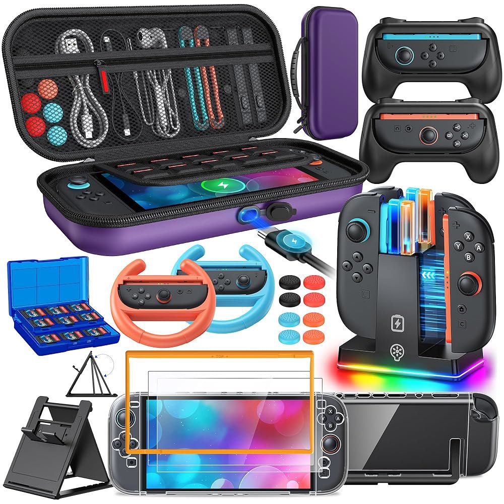 Switch 2 Accessories, Case Bundle 1 Kart Case,Controller Console,[Charge Kit Carrying for Wheel Nint - 상품 이미지