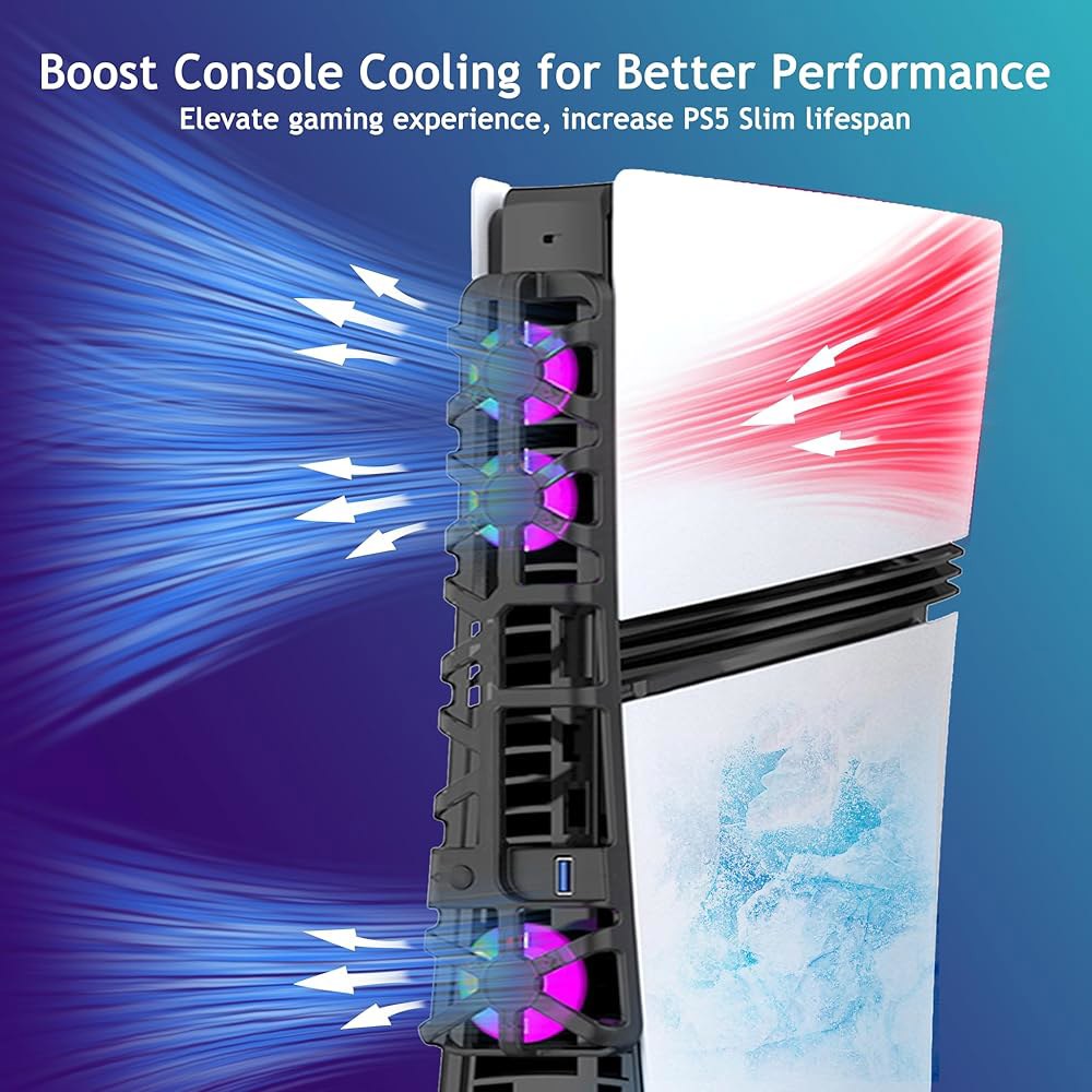 Applicable to PS5 Pro, Automatic System 3-Modes Fan Control, Temperature-Controlled Port Black Cooli - 상세 이미지 2