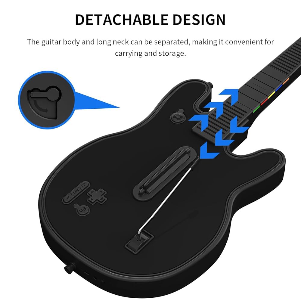 JJDWIN Wireless Guitar Hero Controller PS4/PS3/PC Band Clone with RGB for Light, Rock Strap & Festiv - 상세 이미지 3