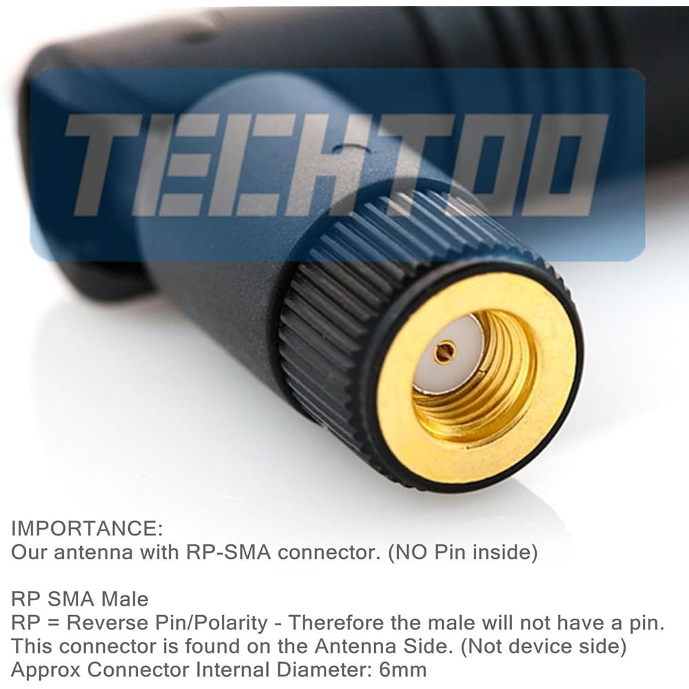 TECHTOO Wi-Fi 안테나 9dBi 2.4Ghz 카메라-보안 범위 RP-SMA 라우터용 카메라-데스크탑 커넥터 확장기(RP-SMA-10팩) PC 무선 포함-USB 네트워크 - 상세 이미지 2