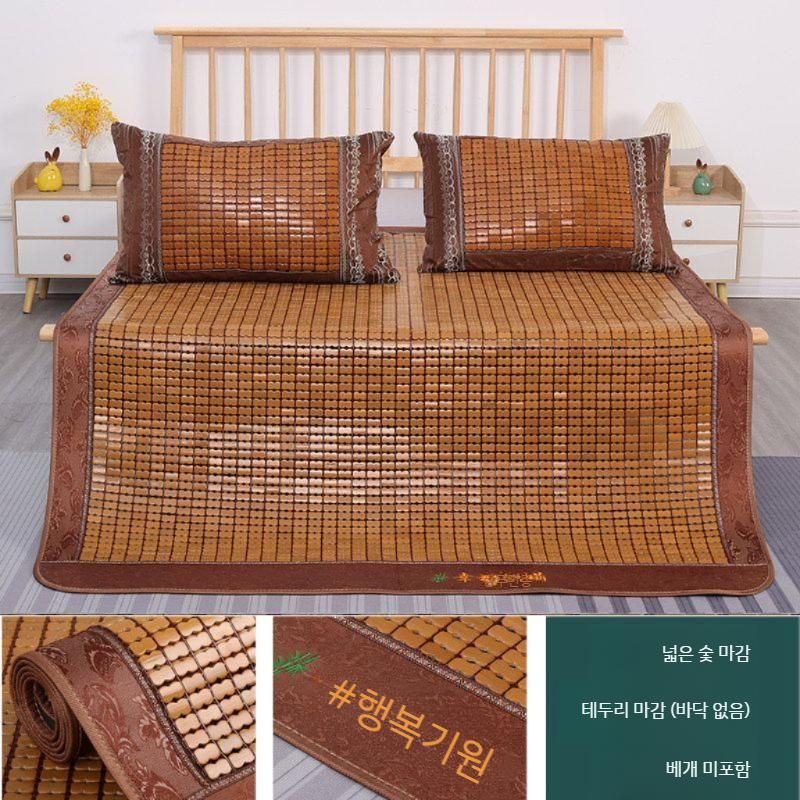 대자리 매트 대나무 가정용 왕골 쿠션 돗자리 접이식 여름용 대나무매트 마작 여름 와이드탄화코팅베이스+베개제외 120x190cm - 상세 이미지 3