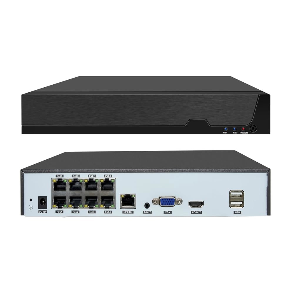 Tennoz 8 채널 12MP PoE 비디오 레코더 NVR 모션 포트 알람, 없음 12MP/6K/4K/8MP/5MP/3MP/1080P 스마트 NVR, 액세스, 원격 카메라, H.2 - 상품 이미지