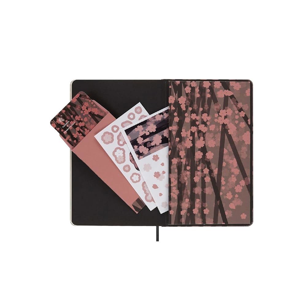 몰스킨 한정판 사쿠라 크리에이티브 세트, 노트북 및 연필, 하드 커버, 라지(5인치 x 8.25인치), 플레인/블랭크, 플로럴, 176페이지 - 상세 이미지 2
