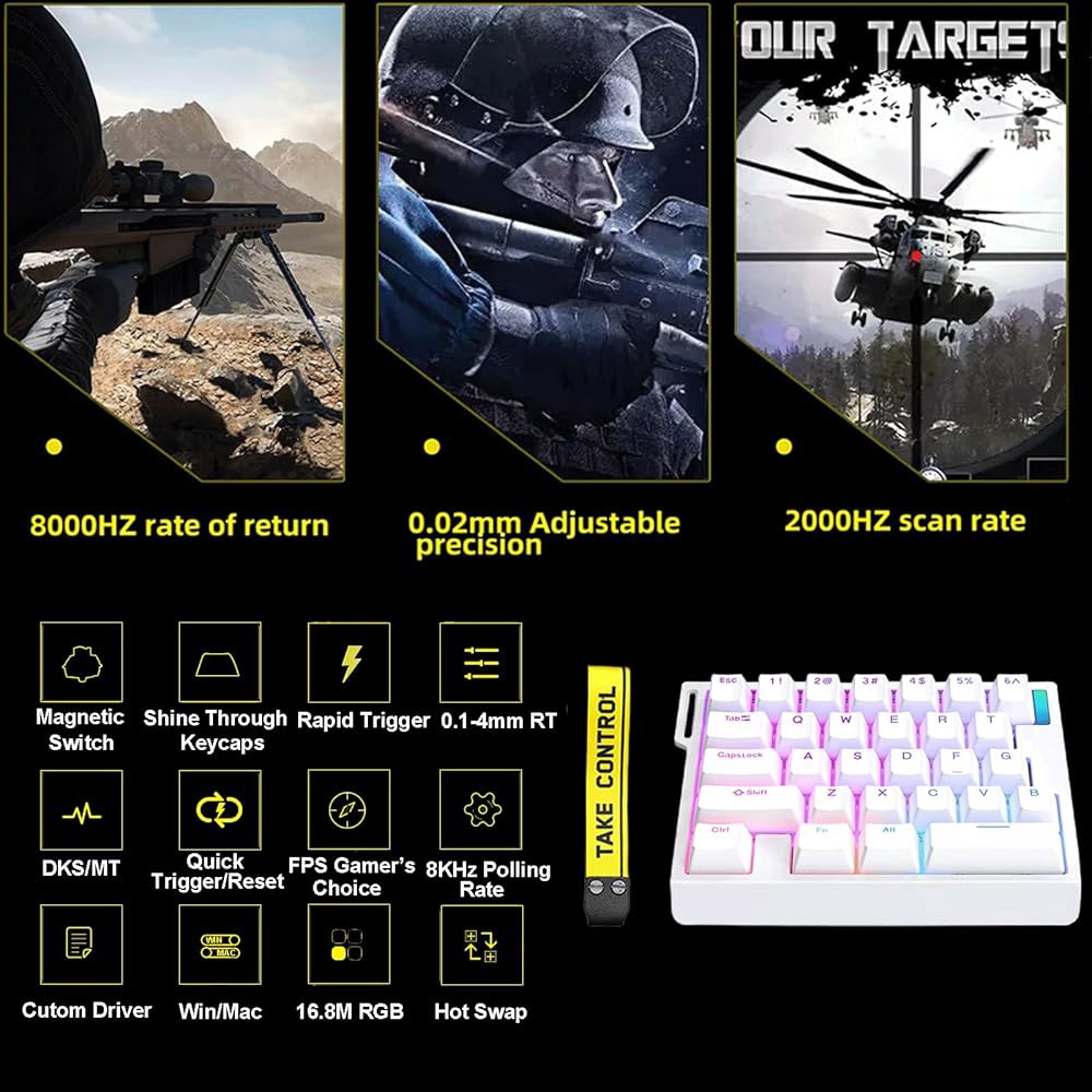 HE30 Rapid Trigger Magnetic Switch HotSwap Adjustable Hall Keypad Hyper 8kHz Effect Keyboard,One-Han - 상세 이미지 2