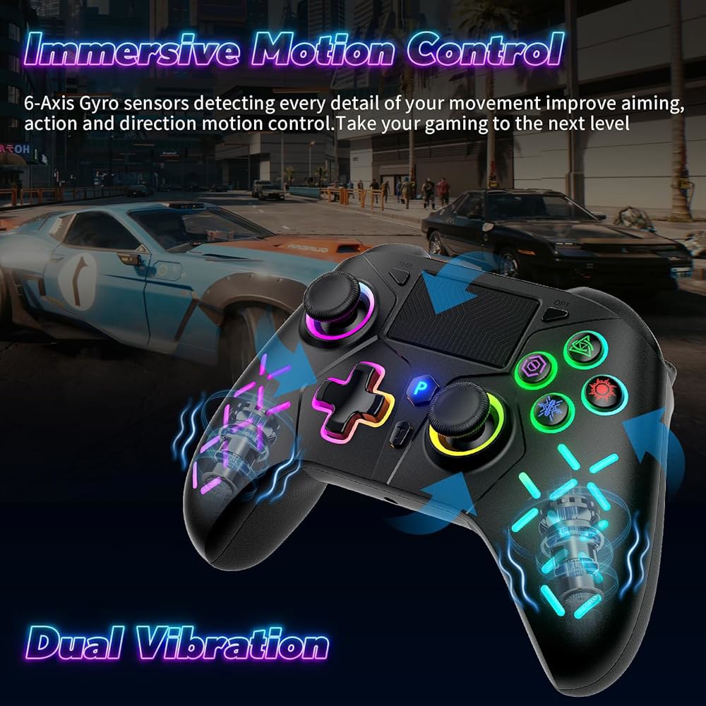 Gamrombo LED Wireless Controller for Marco/Turbo with Slim PS5/Windows, Compatible 2.4G Adapter, Pro - 상세 이미지 3