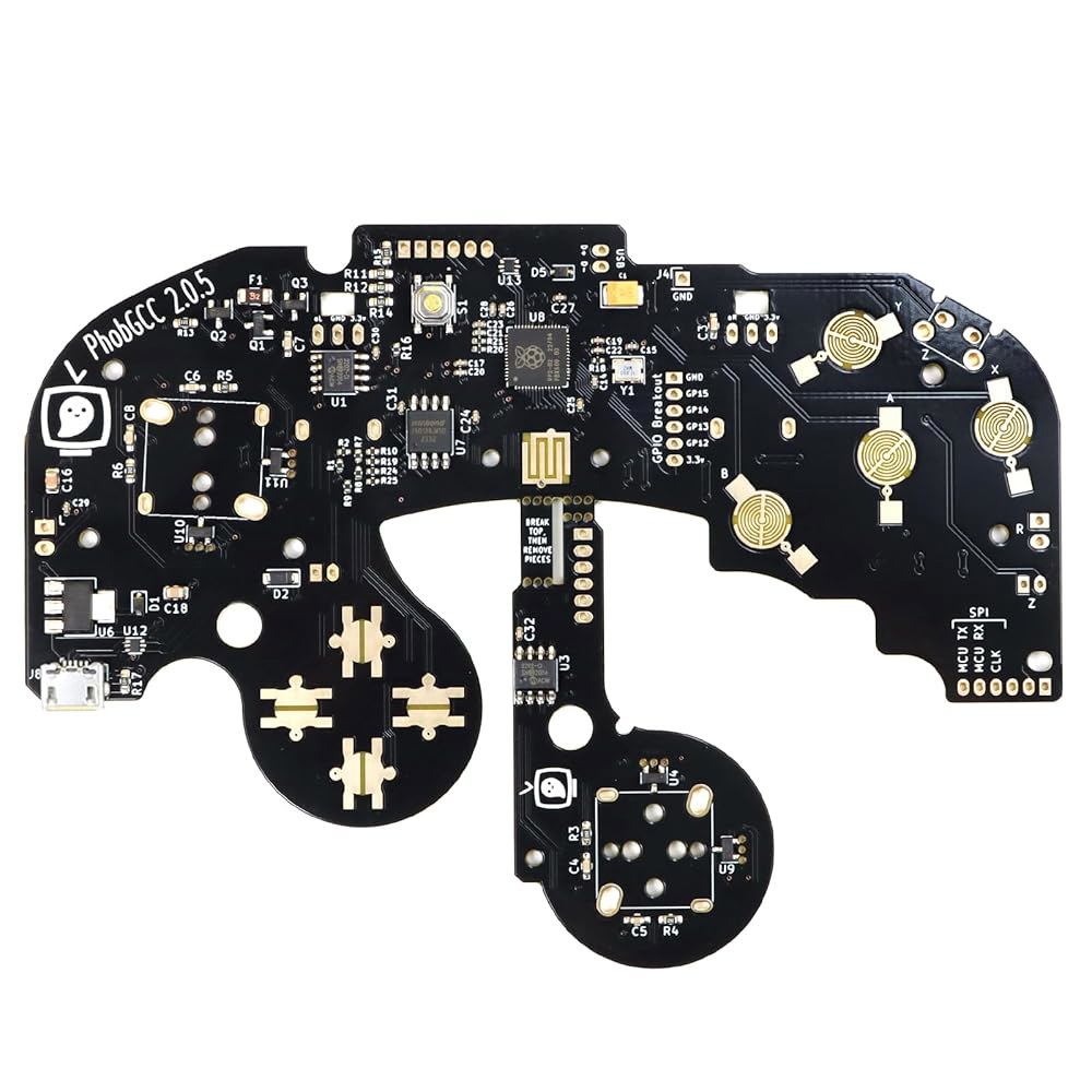 ELECROW PhobGCC v2.0.5 Gamecube Controller 7 (Black) Motherboard Controls with Rumble Players Modes, - 상품 이미지