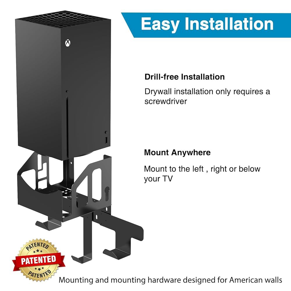 Wall Mount for Xbox Series bracket the & kit wall near Holder Hanger,Black. Headphone (with installe - 상세 이미지 3