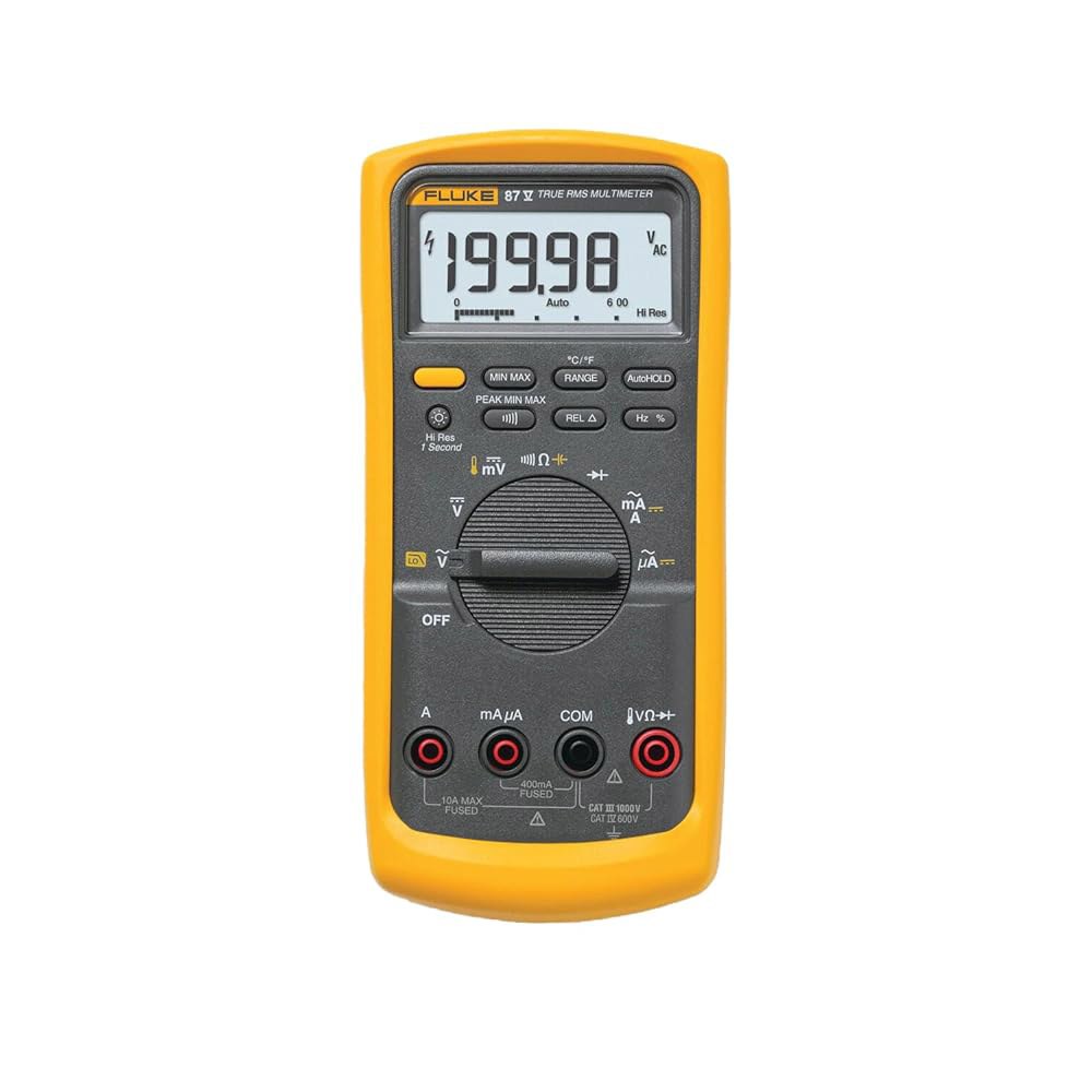 고급 문제 해결을 위해 1000V AC/DC, 피크 최소/최대, 저역 통과 필터를 측정하는 Fluke 87V 산업용 디지털 멀티미터에는 TL75 테스트 리드, AC175 악어 클립 - 상품 이미지