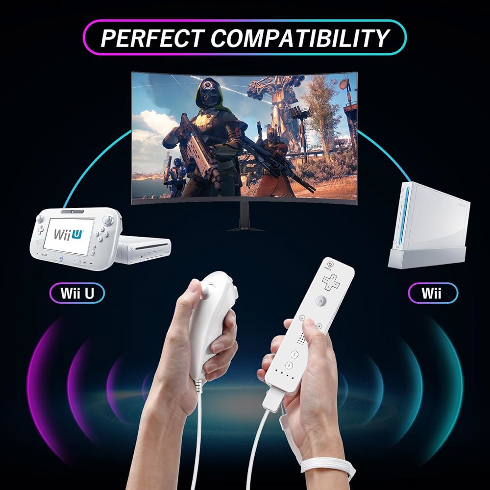 GLOWANT Wii Controller with Silicone Nunchucks U Compatible Consoles (White) and Control Remote Wii/ - 상세 이미지 2