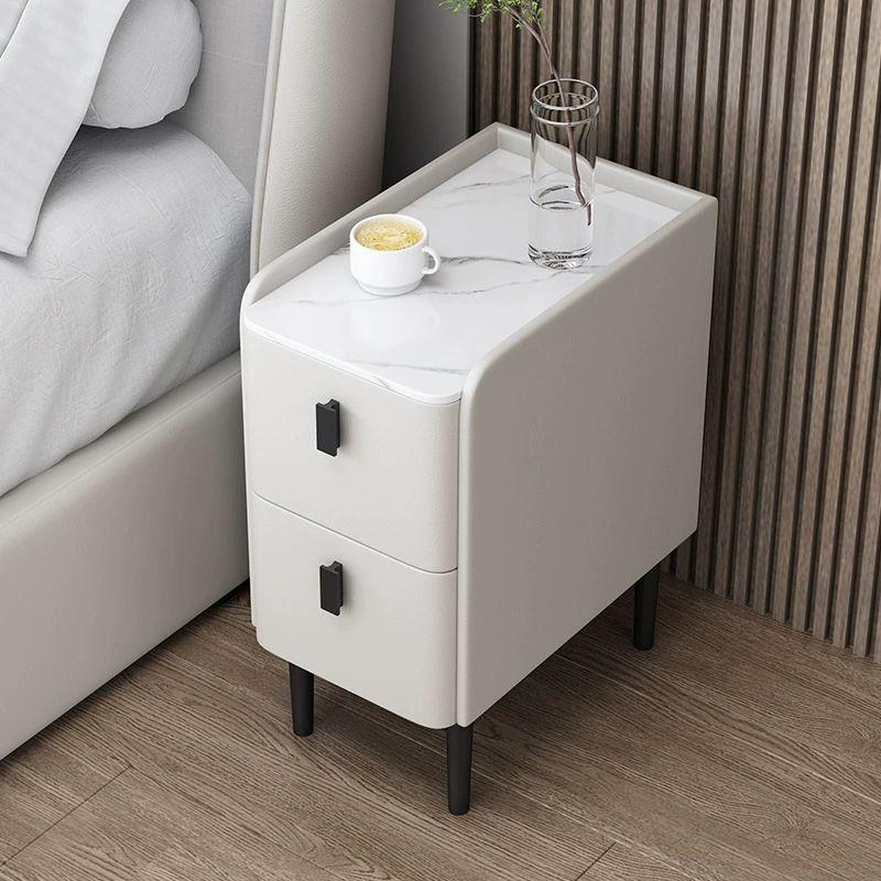 무선 충전 침대 서랍장 틈새 USB 수납 서랍 옆 선반 스탠다드 화이트 락 슬랩 완전 조립 완료 25x40x50cm - 상품 이미지