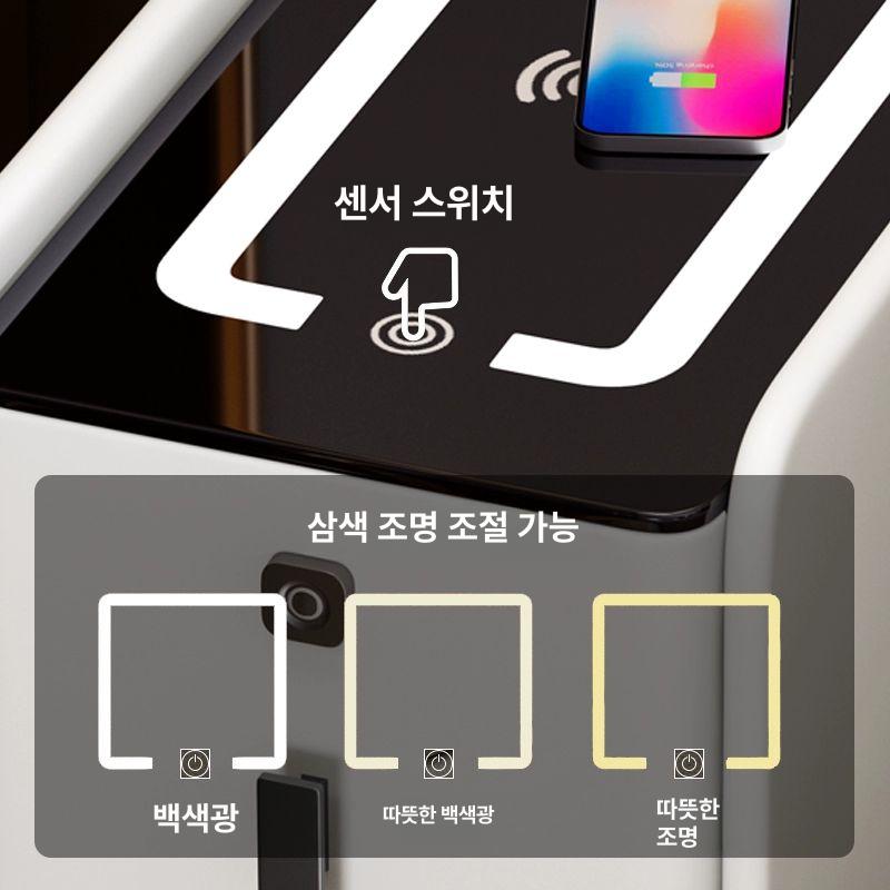 무선 충전 침대 서랍장 틈새 USB 수납 서랍 옆 선반 스탠다드 화이트 락 슬랩 완전 조립 완료 25x40x50cm - 상세 이미지 4