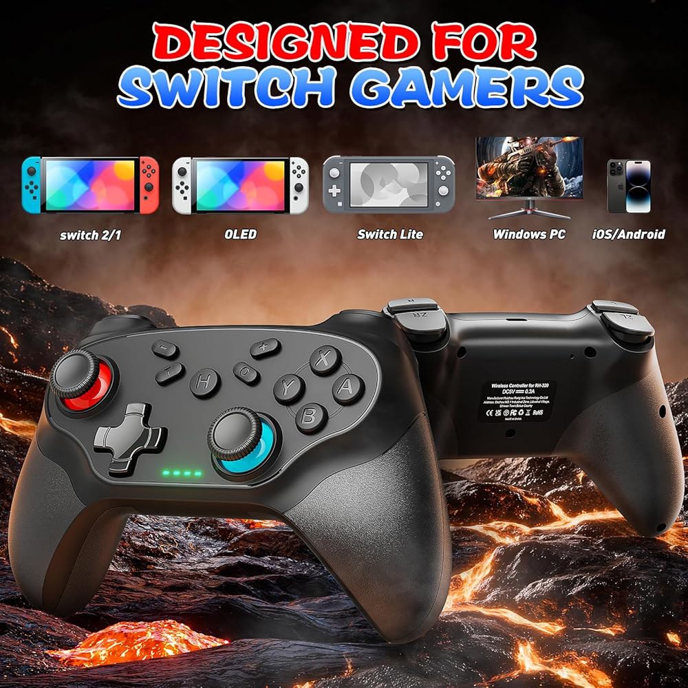 Nonbliep 2 Pack Wireless Controller Turbo, Switch for Steam Vibration, Lite/OLED Compatible Bluetoot - 상세 이미지 2