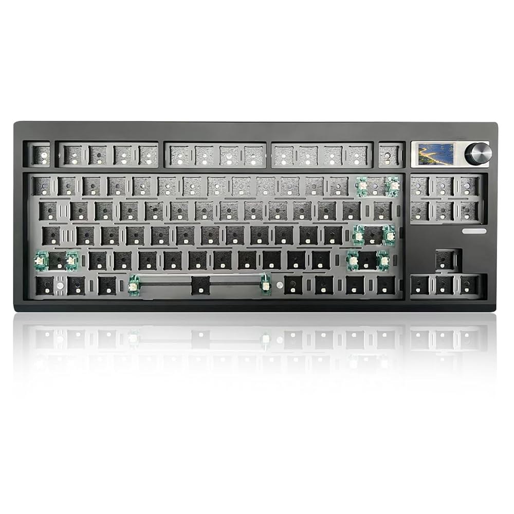 ZMX GMK87 키보드 베어본 키트, 무선 손잡이 키보드, 모드 BT5.0/2.4G/Type-C 맞춤형 개스킷 키트(블랙) RGB 프로그래밍 스왑 가능한 마운트 핫 트리플 기계식 - 상품 이미지