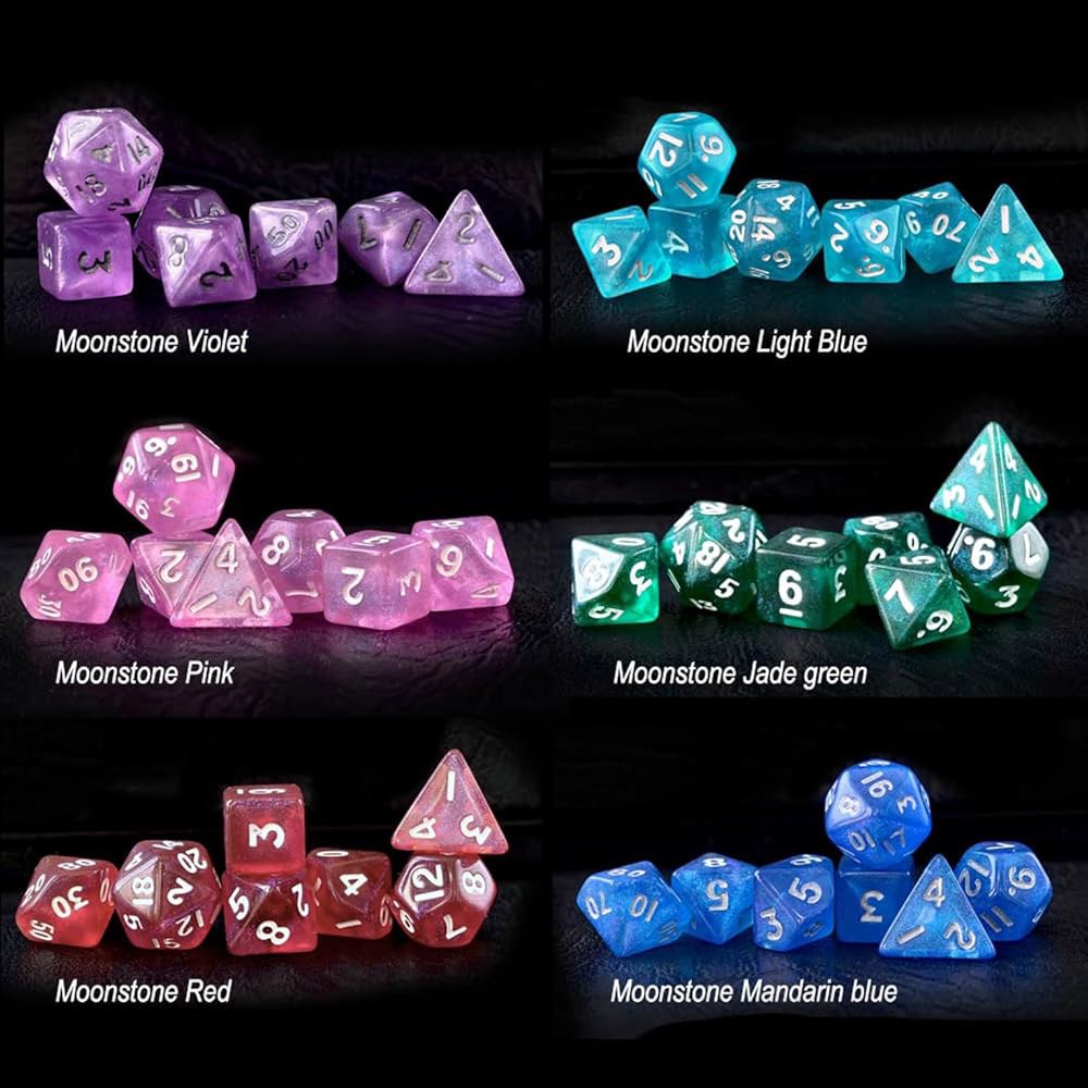 Moonstone MTG RPG 던전 앤 다양한 미니 10mm 17.8cm(6 세트, x 롤플레잉 주사위 15.2 42피스 드래곤 DND 7인치) 색상 게임용 세트 - 상세 이미지 3
