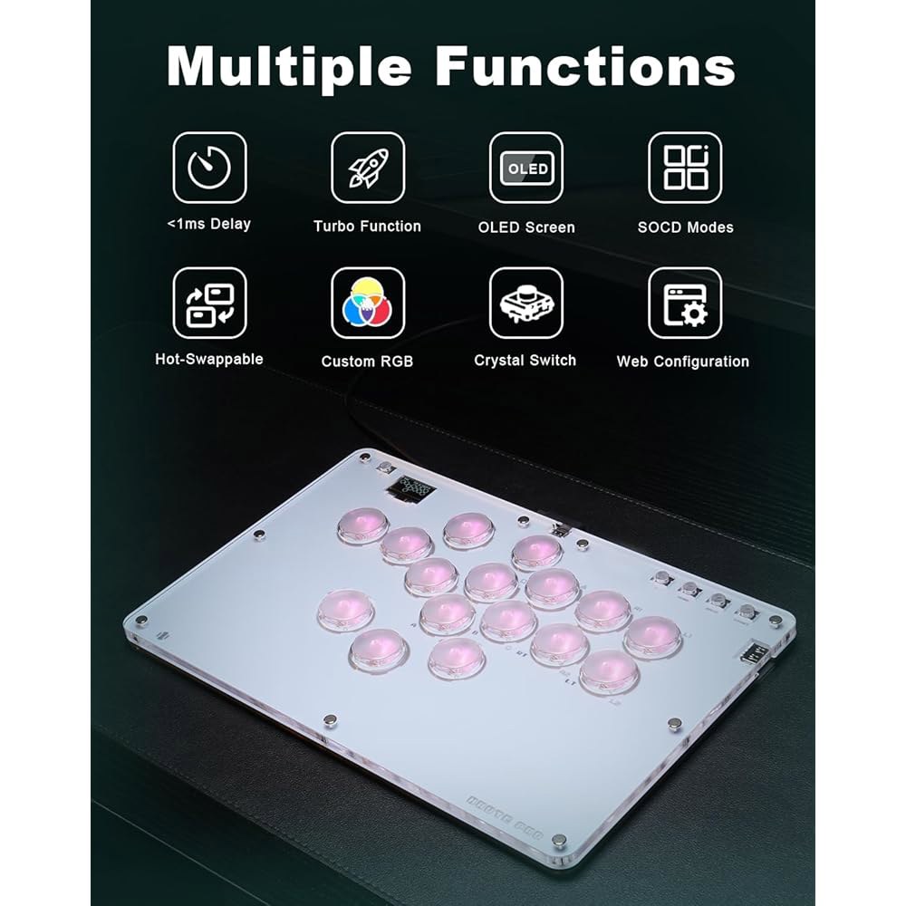 Leverless Controller Arcade Stick CosmoxGaming with T16-C for PC/PS3/PS4/Switch & Low-Profile Swap - 상세 이미지 3