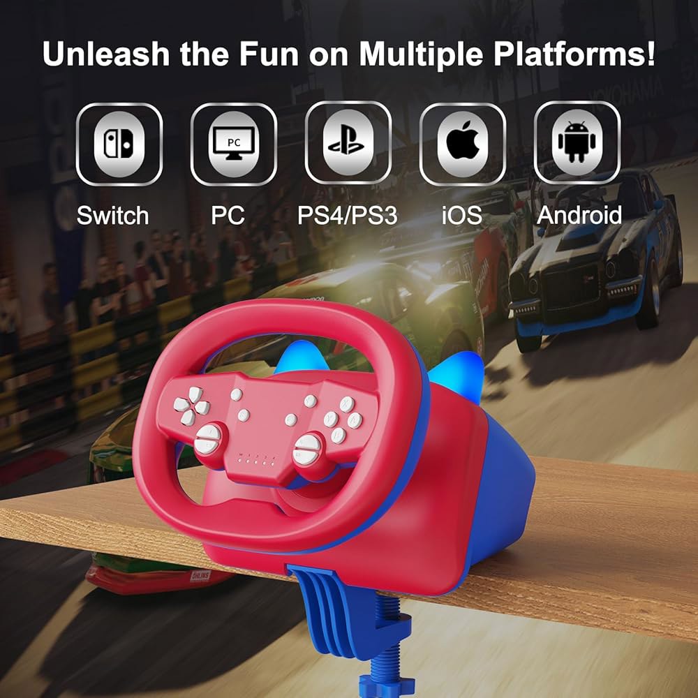 DOYO Pro Gaming Steering Wheel with Screenshot IOS, PC, PS3, Degree PS4, Android Dual-Vibration Swit - 상세 이미지 2