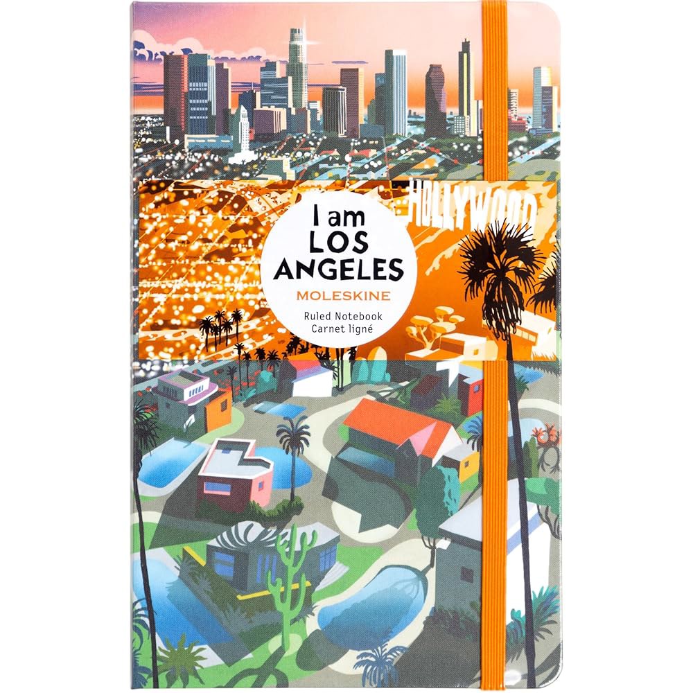 몰스킨 한정판 엠 더 시티 노트북, 하드 커버, 라지(5인치 x 8.25인치) 룰드, 로스앤젤레스, 240페이지 - 상품 이미지