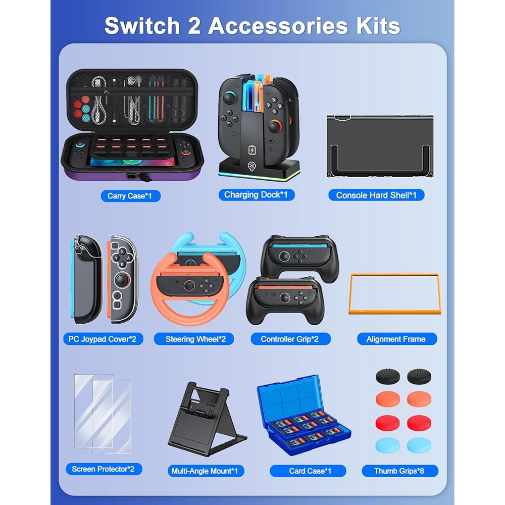 Switch 2 Accessories, Case Bundle 1 Kart Case,Controller Console,[Charge Kit Carrying for Wheel Nint - 상세 이미지 2
