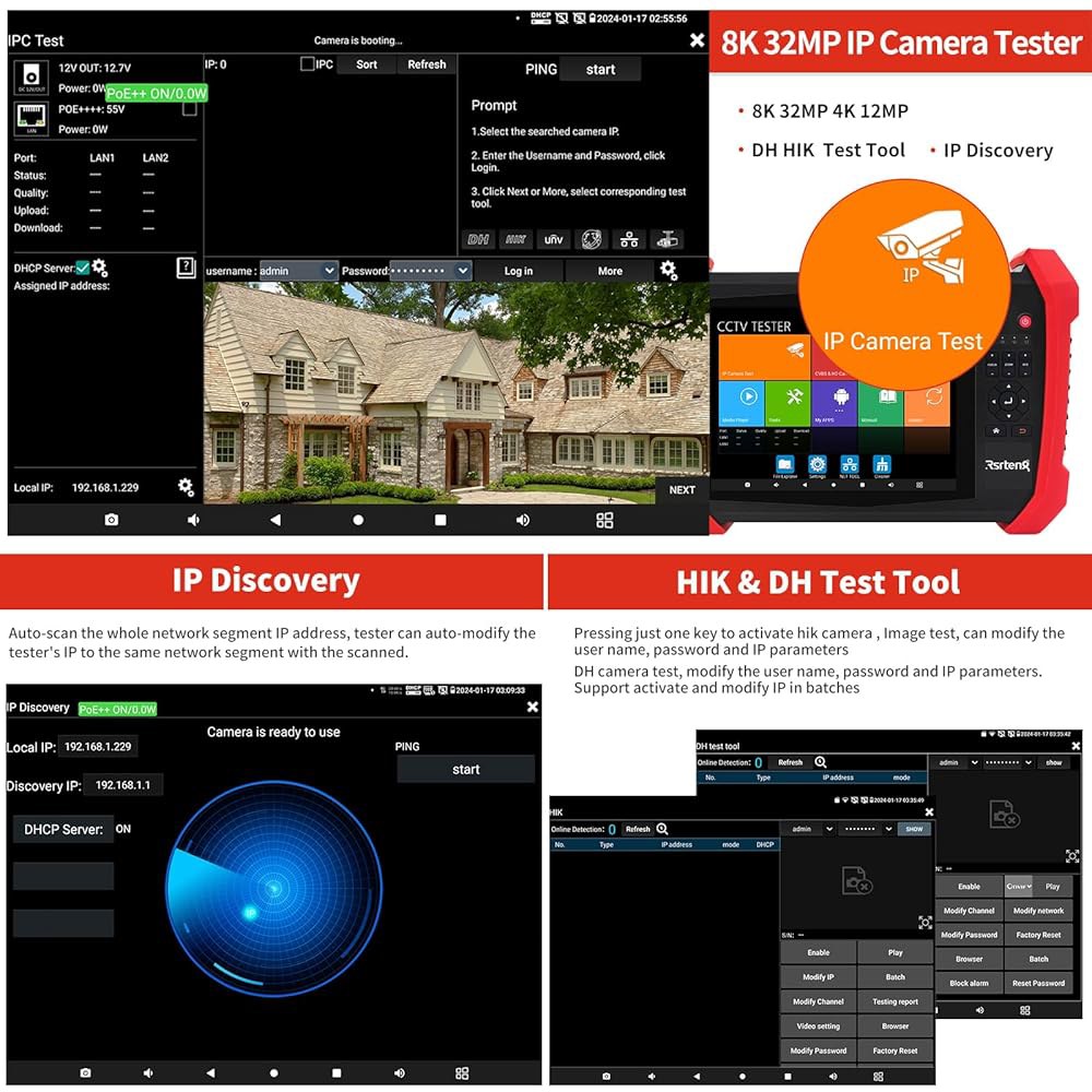 8K 32MP 12MP IP 카메라 최대 SFP 도구 테스터 포트 전원 90W 관리 2CH POE 네트워크 POE++ 케이블 테스트 감지 HD VGA Wi-Fi 출력 IPC-H20 - 상세 이미지 3