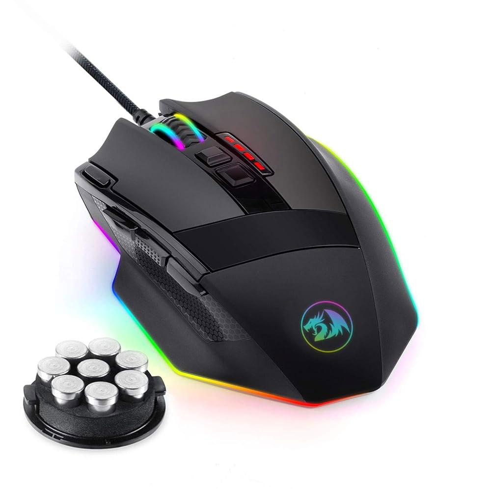 Redragon M801 Mammoth 16400 DPI 스위치 마우스 사용자 프로그래밍할 프로필, PC용, 5개의 프로그래밍 있는 무게 Omron 게이밍 레이저 버튼, 가능한 - 상품 이미지
