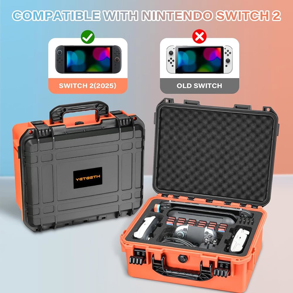 Switch 2 Deluxe Carrying Case Nintendo Travel with & Cable Console Waterproof Hard Gamer Game Protec - 상세 이미지 3